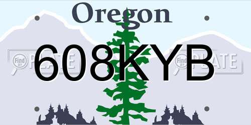 608KYB Oregon License Plate
