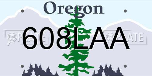 608LAA Oregon License Plate