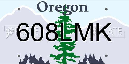 608LMK Oregon License Plate