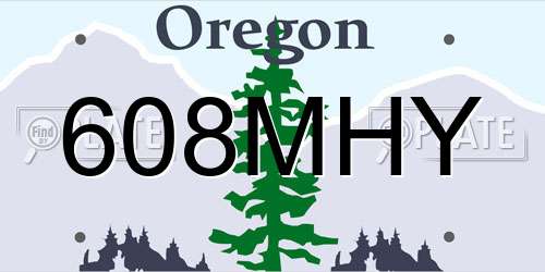 608MHY Oregon License Plate