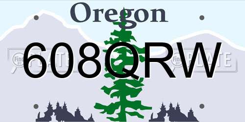 608QRW Oregon License Plate