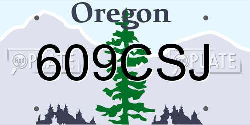 609CSJ Oregon License Plate
