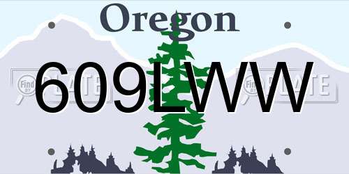 609LWW Oregon License Plate