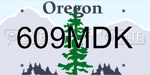 609MDK Oregon License Plate