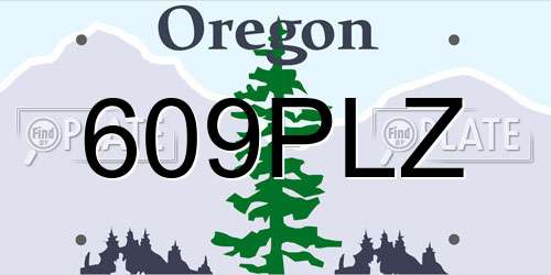 609PLZ Oregon License Plate