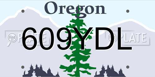 609YDL Oregon License Plate