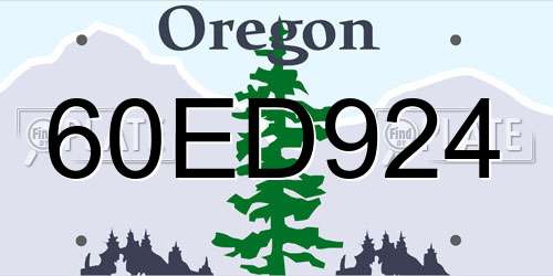 60ED924 Oregon License Plate