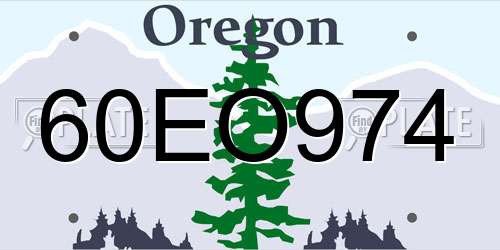 60EO974 Oregon License Plate