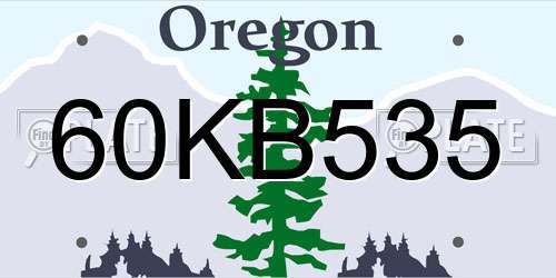60KB535 Oregon License Plate