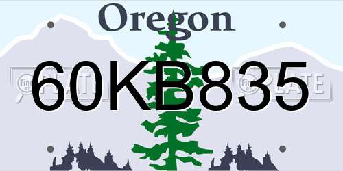 60KB835 Oregon License Plate