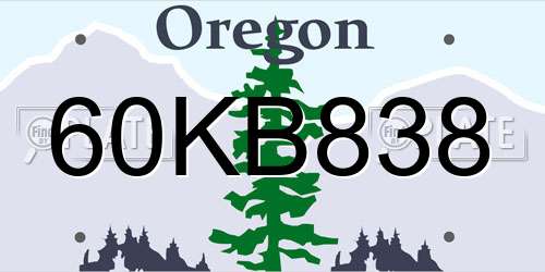 60KB838 Oregon License Plate