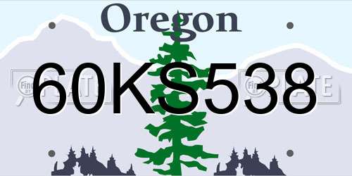 60KS538 Oregon License Plate