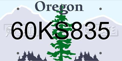 60KS835 Oregon License Plate