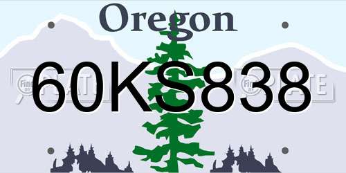 60KS838 Oregon License Plate