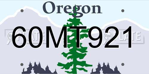 60MT921 Oregon License Plate
