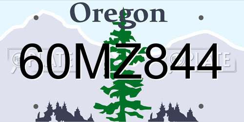 60MZ844 Oregon License Plate