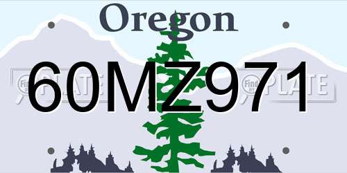 60MZ971 Oregon License Plate