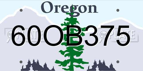 60OB375 Oregon License Plate