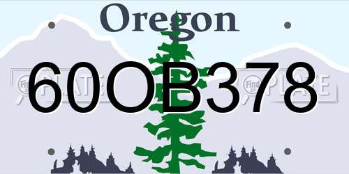 60OB378 Oregon License Plate