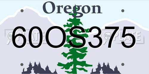 60OS375 Oregon License Plate