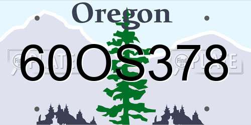 60OS378 Oregon License Plate