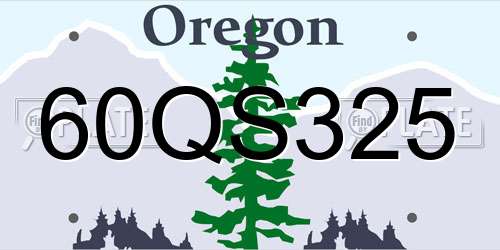 60QS325 Oregon License Plate