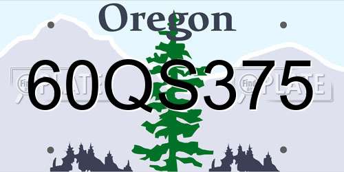 60QS375 Oregon License Plate