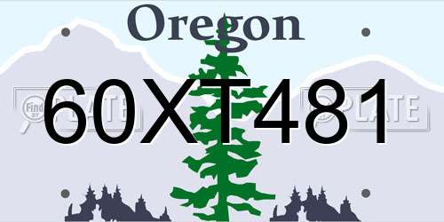 60XT481 Oregon License Plate