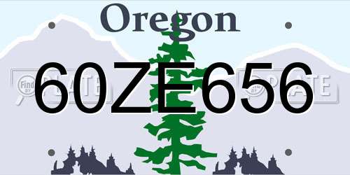 60ZE656 Oregon License Plate