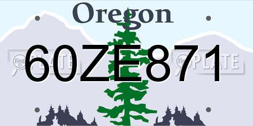 60ZE871 Oregon License Plate
