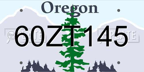 60ZT145 Oregon License Plate