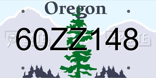 60ZZ148 Oregon License Plate