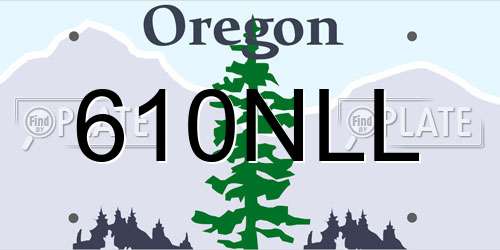 610NLL Oregon License Plate