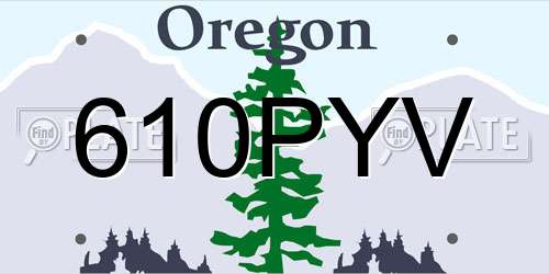 610PYV Oregon License Plate