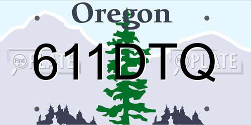 611DTQ Oregon License Plate