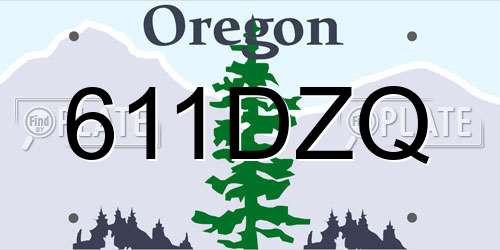 611DZQ Oregon License Plate