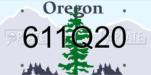 611Q20 Oregon License Plate