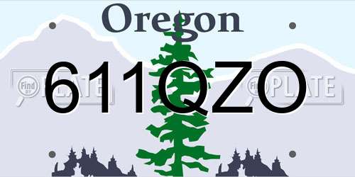 611QZO Oregon License Plate