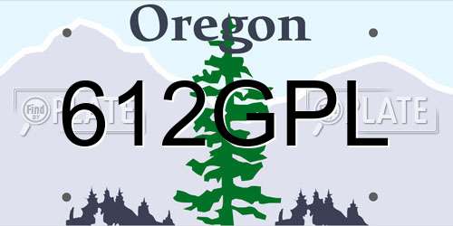 612GPL Oregon License Plate