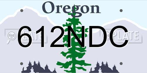 612NDC Oregon License Plate