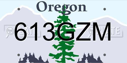 613GZM Oregon License Plate