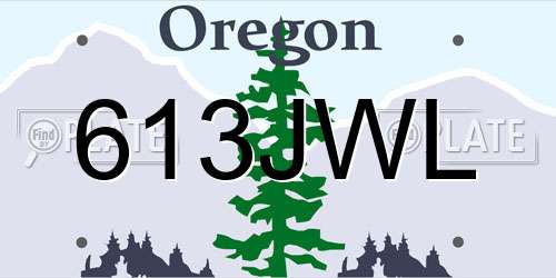 613JWL Oregon License Plate