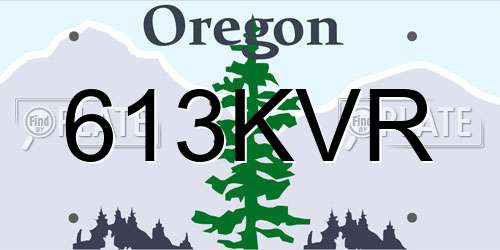 613KVR Oregon License Plate
