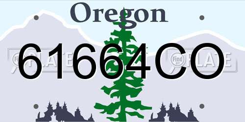 61664CO Oregon License Plate