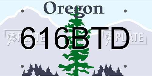 616BTD Oregon License Plate