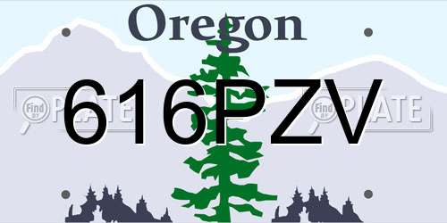 616PZV Oregon License Plate