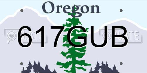 617GUB Oregon License Plate