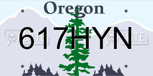 617HYN Oregon License Plate