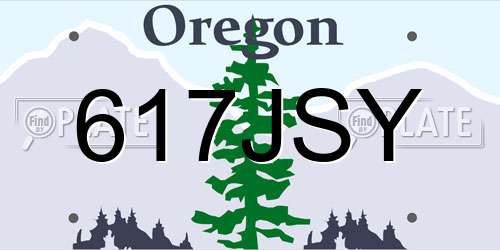617JSY Oregon License Plate
