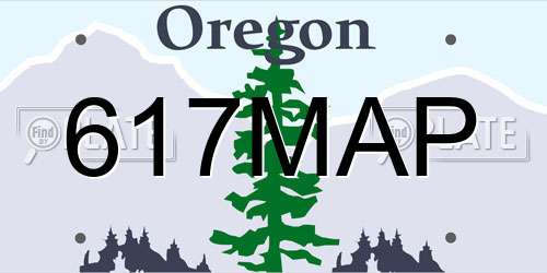 617MAP Oregon License Plate